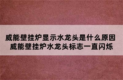 威能壁挂炉显示水龙头是什么原因 威能壁挂炉水龙头标志一直闪烁